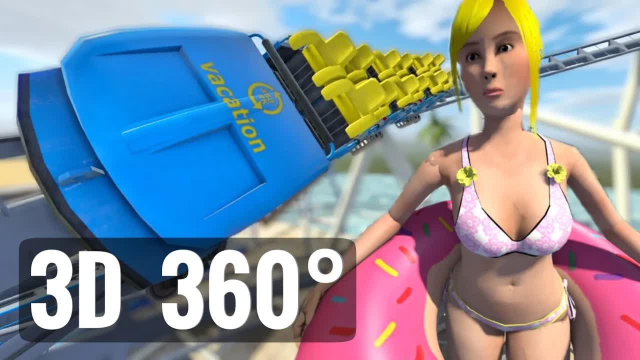 3D video VR 360 8K 游泳池过山车夏季比基尼女孩 Swimming Pool Roller Coaster Summer Bikini Girl Immers ...