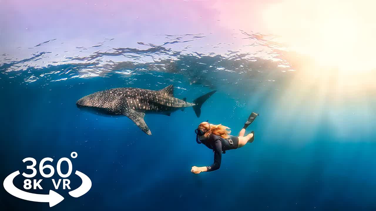 8K 360°  水下VR体验与鲸鲨游泳 Underwater VR Experience Swimming with Whale Sharks-8kVR视频下载 ...